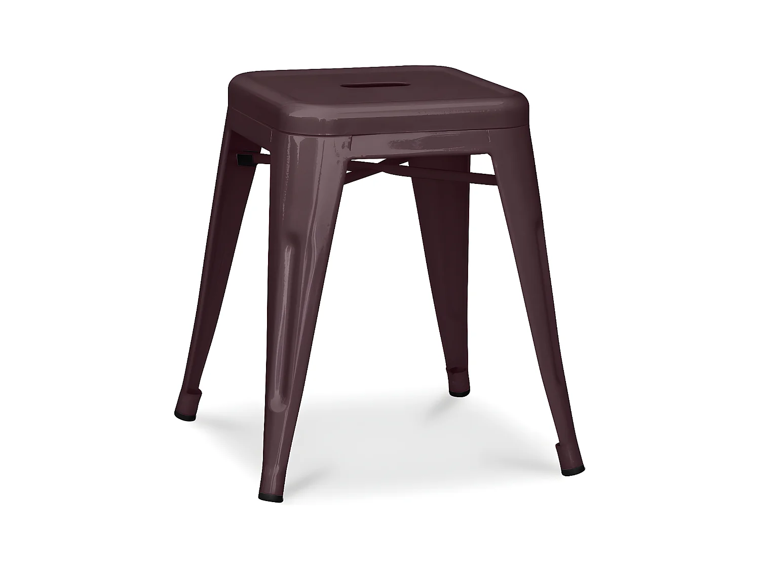 Petit tabouret industriel acier brillant renforcé Kalax 45cm --Couleur Marron