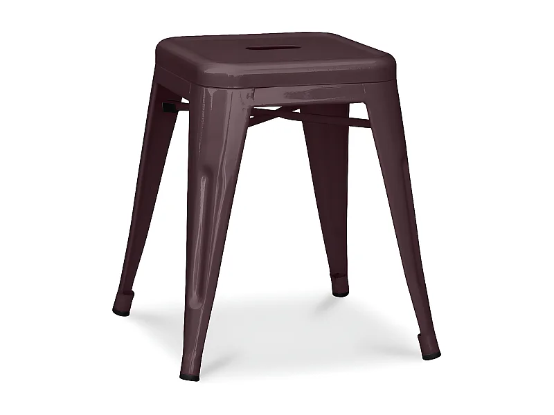 Petit tabouret industriel acier brillant renforcé Kalax 45cm --Couleur Marron