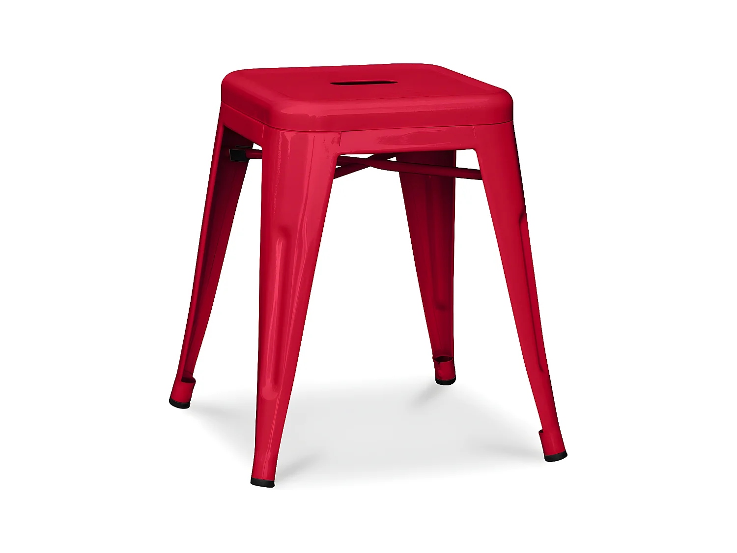Petit tabouret industriel acier brillant renforcé Kalax 45cm --Couleur Rouge