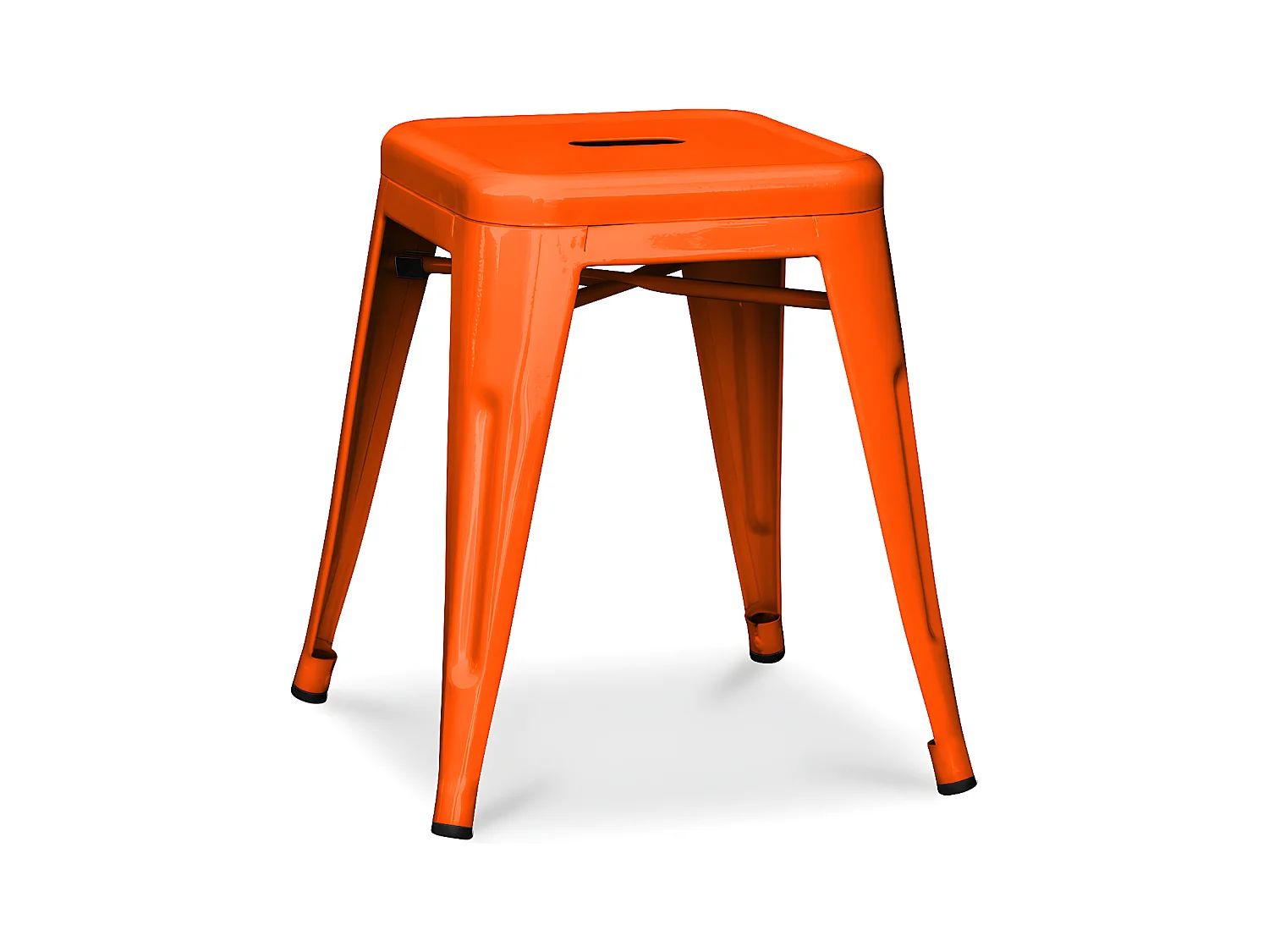 Petit tabouret industriel acier brillant renforcé Kalax 45cm --Couleur Orange