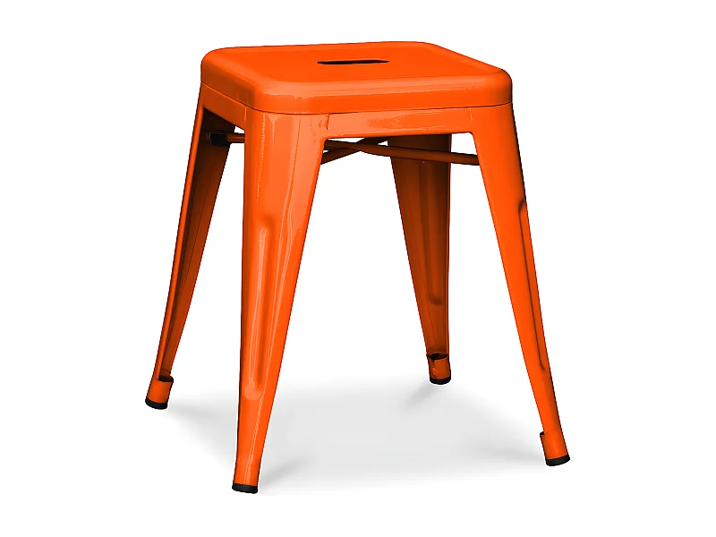 Petit tabouret industriel acier brillant renforcé Kalax 45cm --Couleur Orange