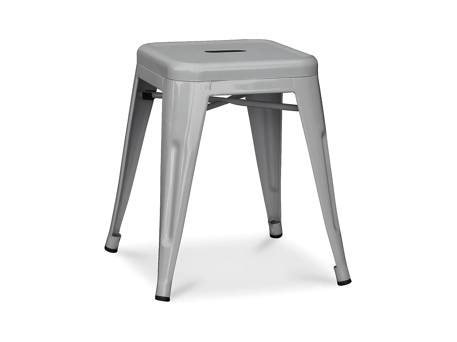 Petit tabouret industriel acier brillant renforcé Kalax 45cm --Couleur Gris clair