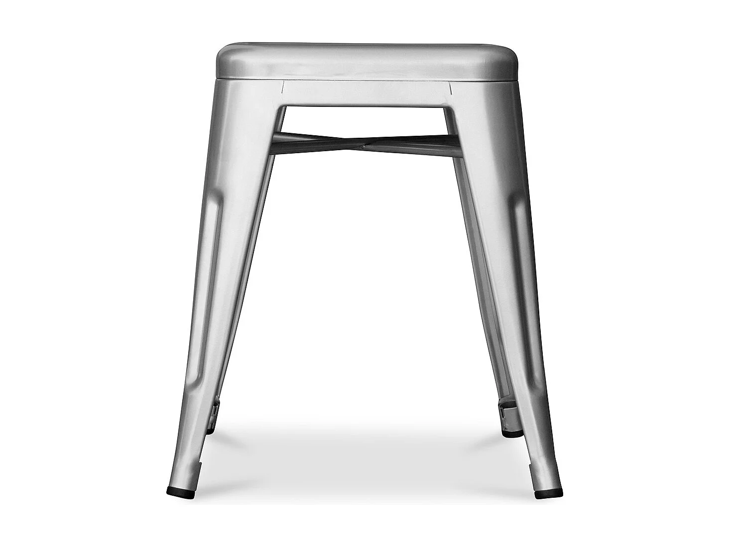 Taburete industrial pequeño Kalax de acero brillo reforzado 45 cm - Alta gama-Color Gris claro