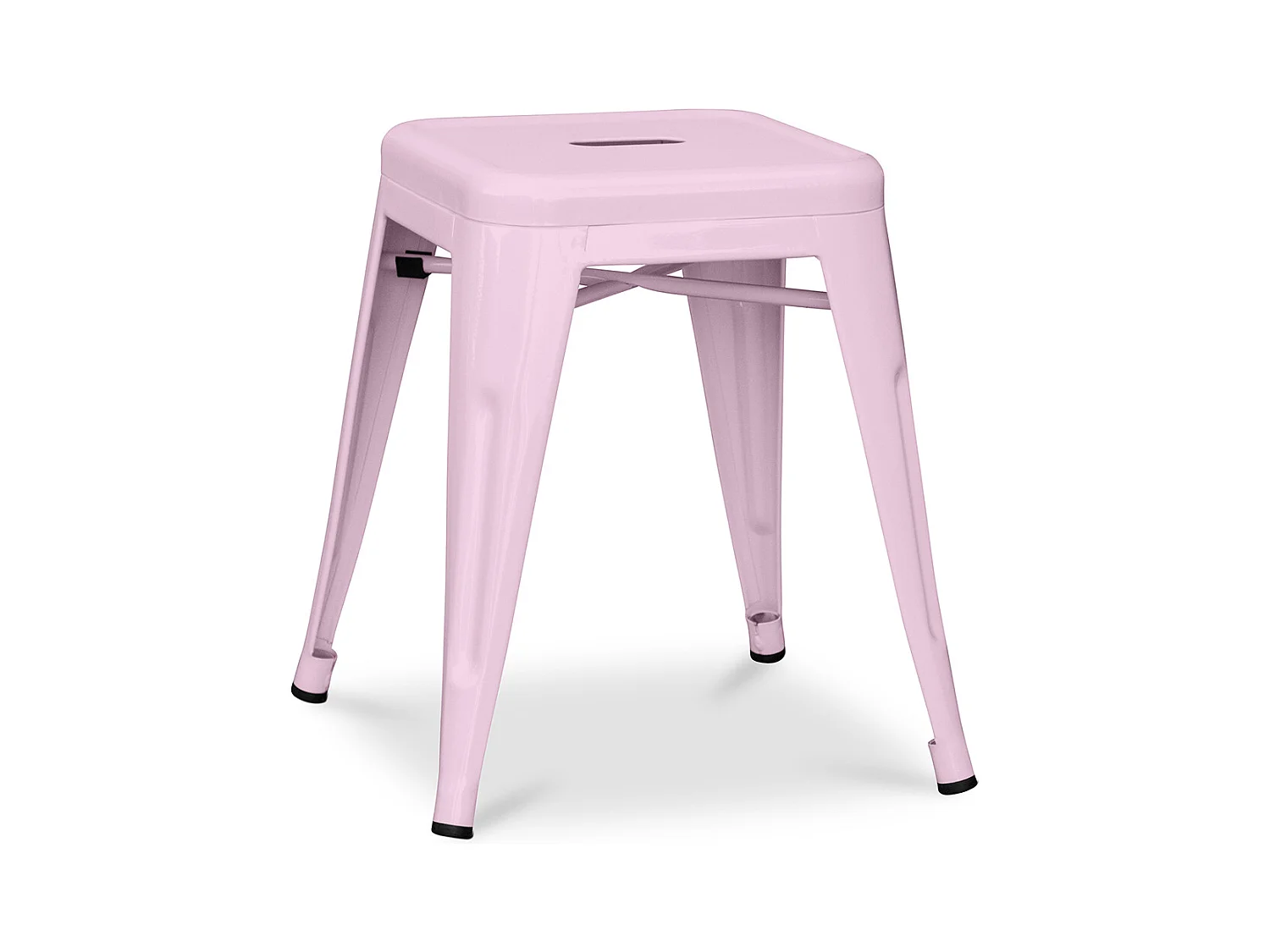 Petit tabouret industriel acier brillant renforcé Kalax 45cm --Couleur Rose clair