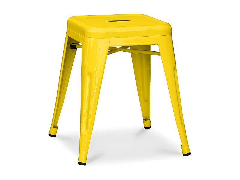 Taburete industrial pequeño Kalax de acero brillo reforzado 45 cm - Alta gama-Color Amarillo