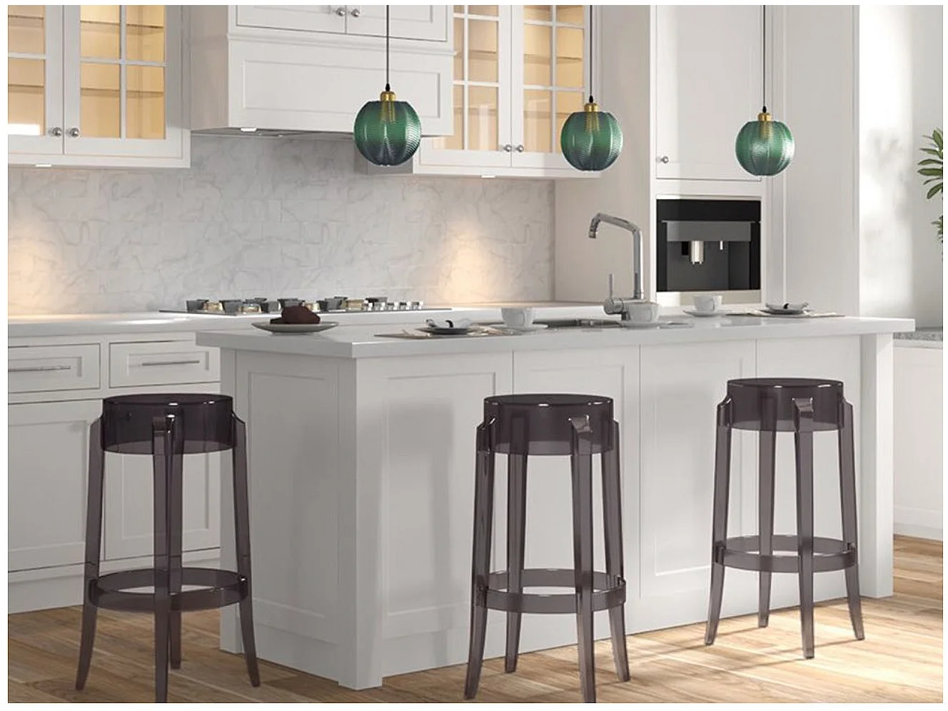 Tabouret jaune transparent Elisabeth 47cm