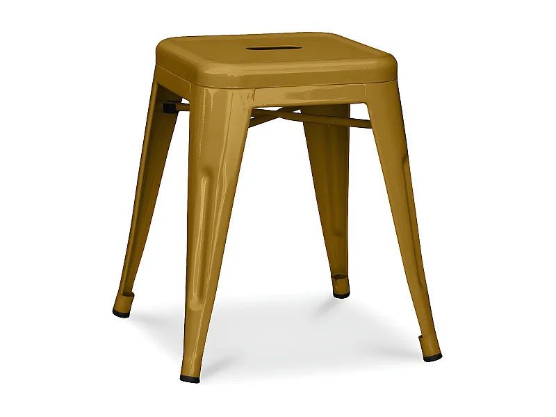Petit tabouret industriel acier brillant renforcé Kalax 45cm --Couleur Doré