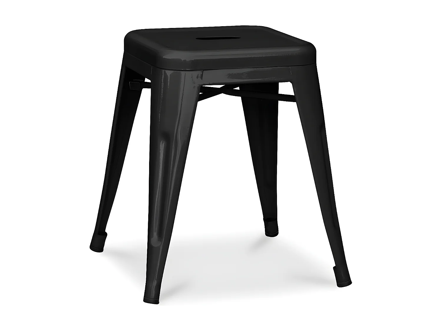 Taburete industrial pequeño Kalax de acero brillo reforzado 45 cm - Alta gama-Color Negro