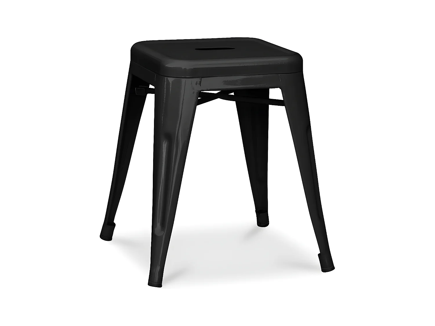 Petit tabouret industriel acier brillant renforcé Kalax 45cm --Couleur Noir