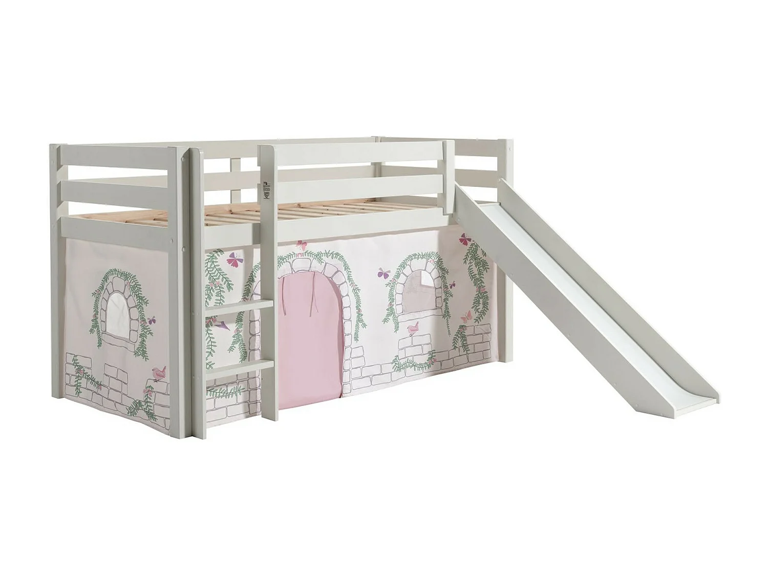 Pack - Lit Enfant Toboggan & Tente "Pino Birdy" 90x200cm Blanc