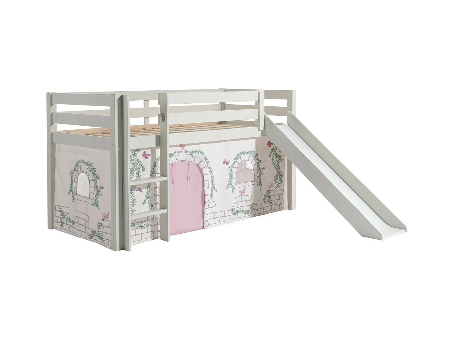Pack - Lit Enfant Toboggan & Tente "Pino Birdy" 90x200cm Blanc