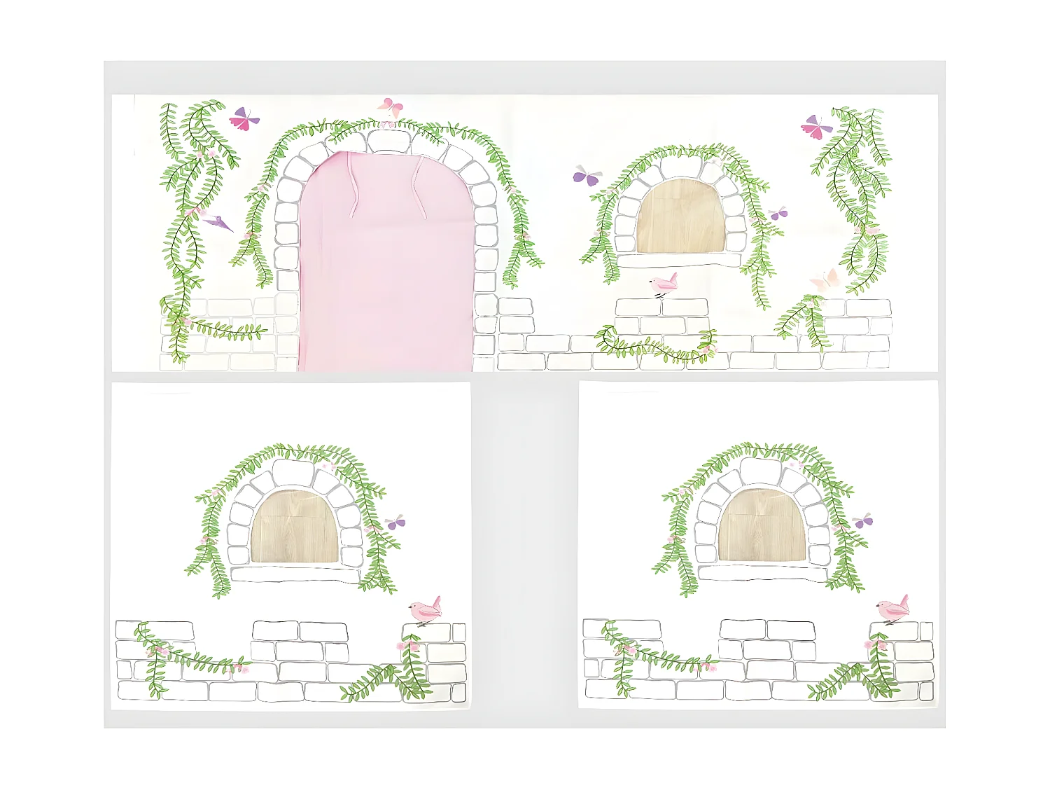 Pack - Lit Enfant Toboggan, Tente & 3 Pochettes "Pino Birdy" Blanc