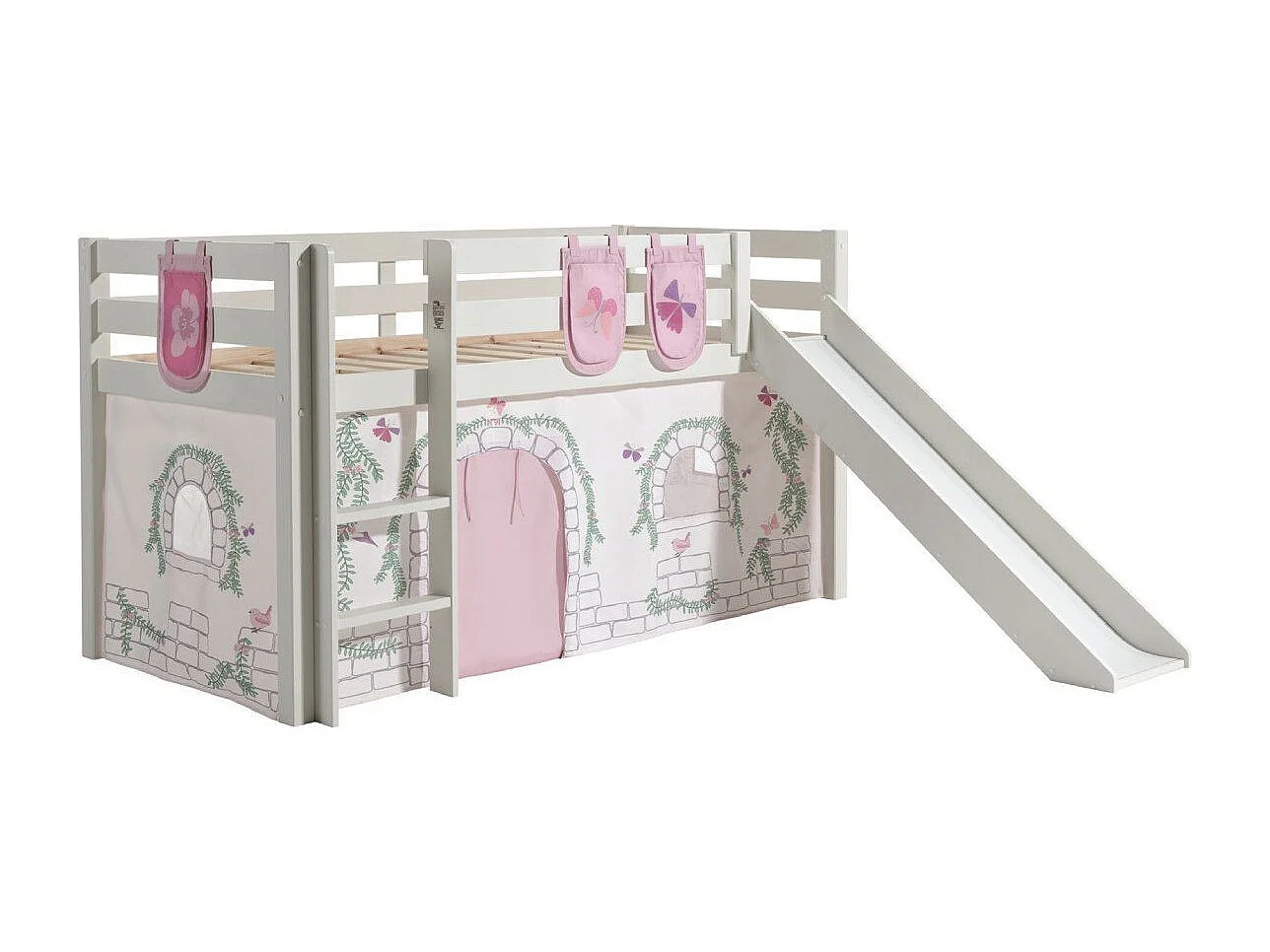 Pack - Lit Enfant Toboggan, Tente & 3 Pochettes "Pino Birdy" Blanc