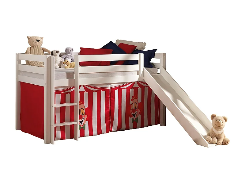 Lit Enfant Avec Toboggan "Pino Cirque" 90x200cm Blanc