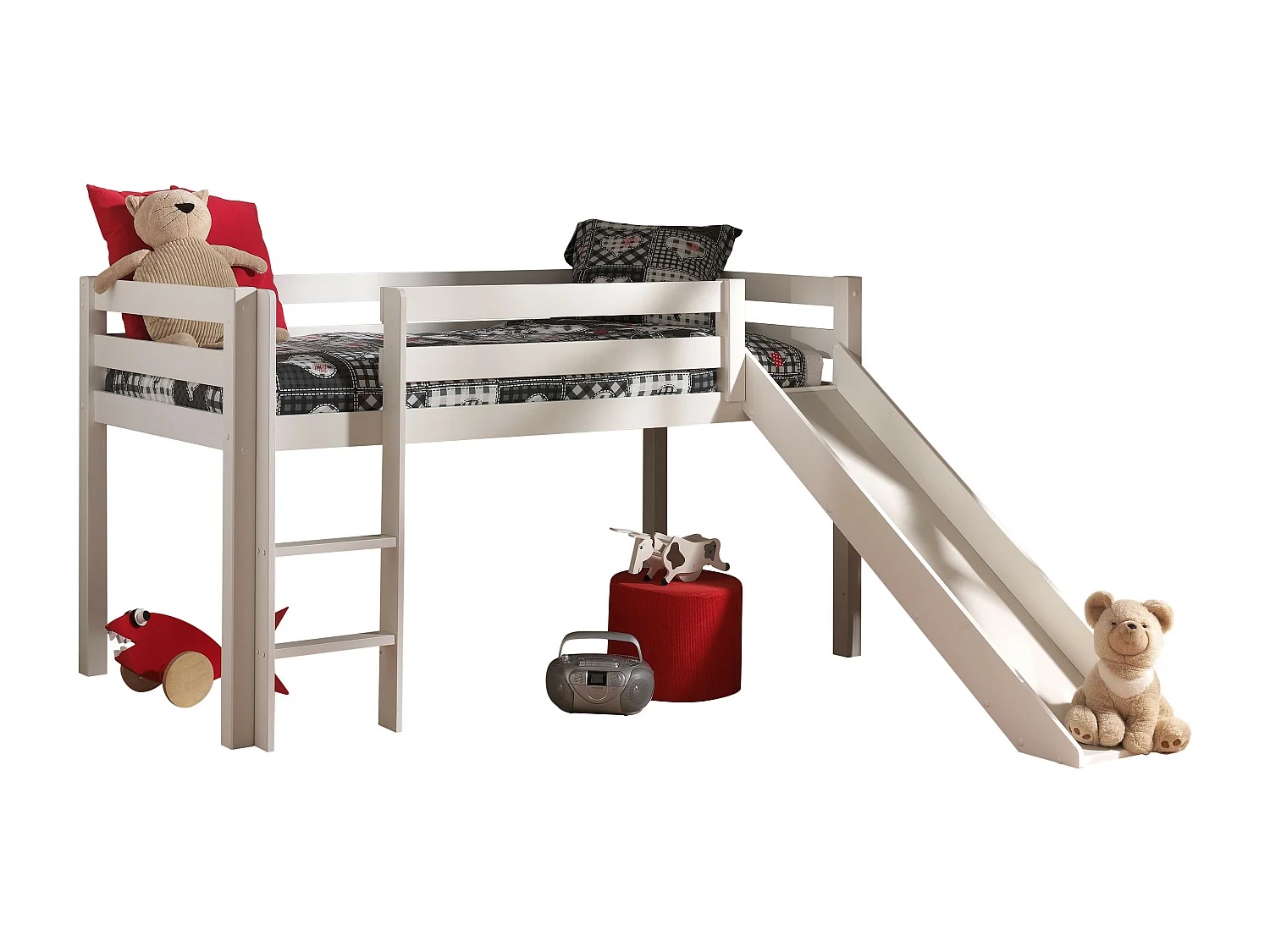 Pack - Lit Enfant, Toboggan, Tente & Tunnel "Pino Astronaute II" Blanc