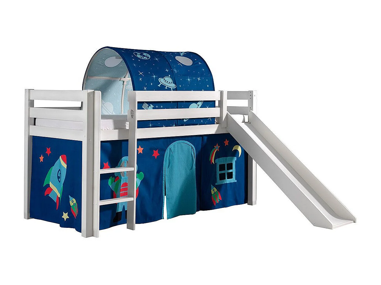Pack - Lit Enfant, Toboggan, Tente & Tunnel "Pino Astronaute II" Blanc