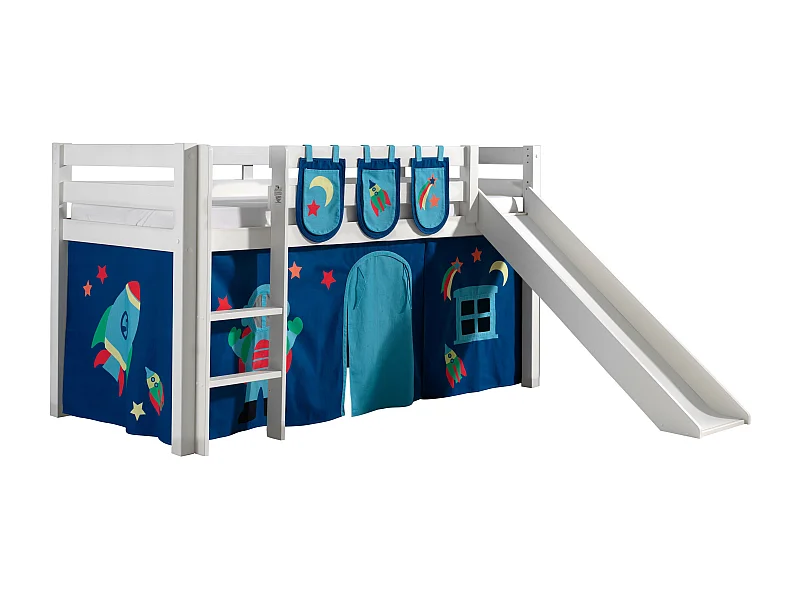 Pack - Lit Enfant Toboggan, Tente & 3 Pochettes "Pino Astronaute II" Blanc