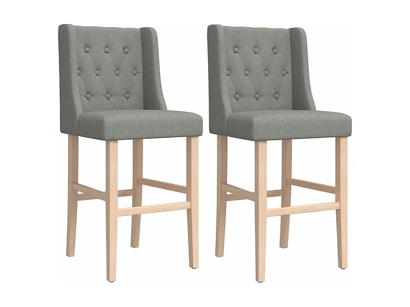 Chaises de bar lot de 2 bois massif d'hévéa et tissu