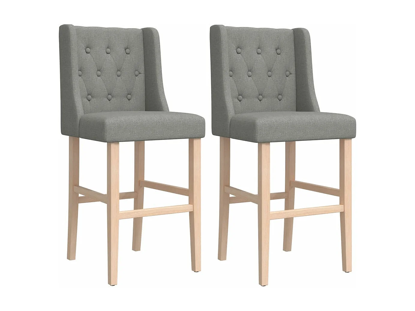 Chaises de bar lot de 2 bois massif d'hévéa et tissu