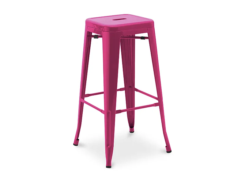 Tabouret haut industriel acier brillant renforcé Kalax 76cm --Couleur Fuchsia