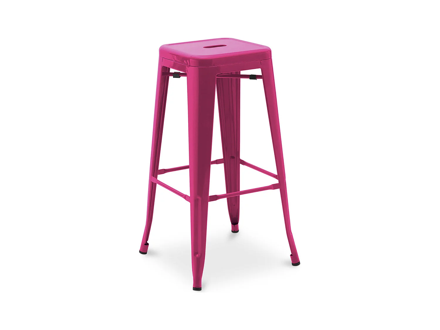 Tabouret haut industriel acier brillant renforcé Kalax 76cm --Couleur Fuchsia