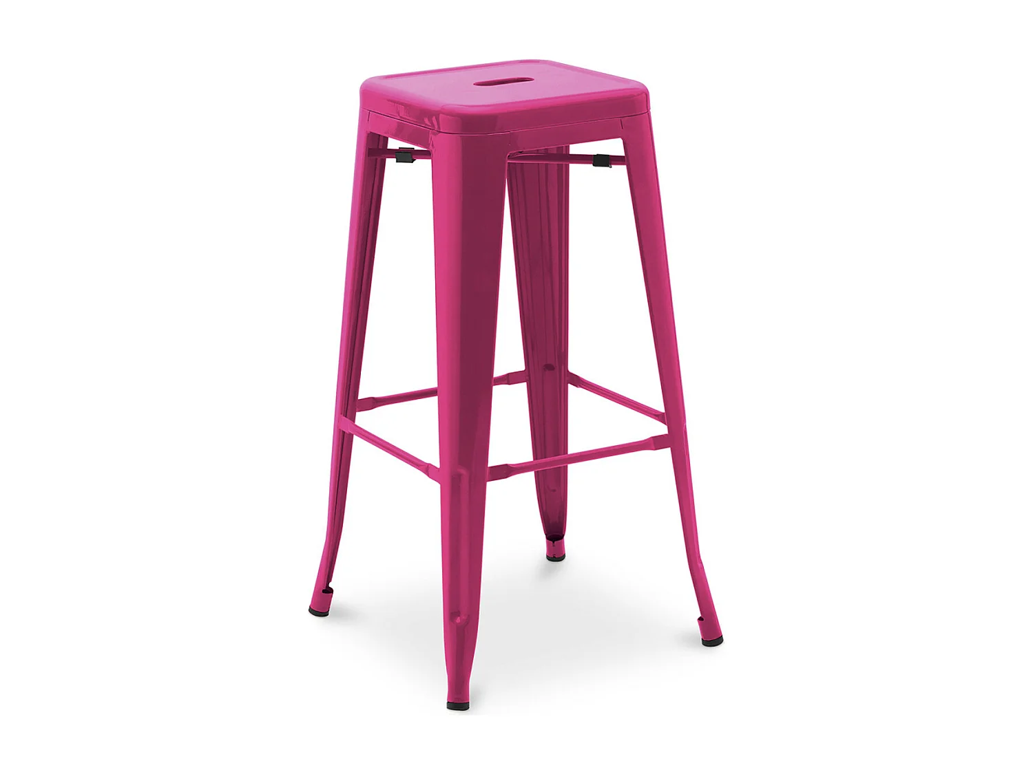 Tabouret haut industriel acier brillant renforcé Kalax 76cm --Couleur Fuchsia