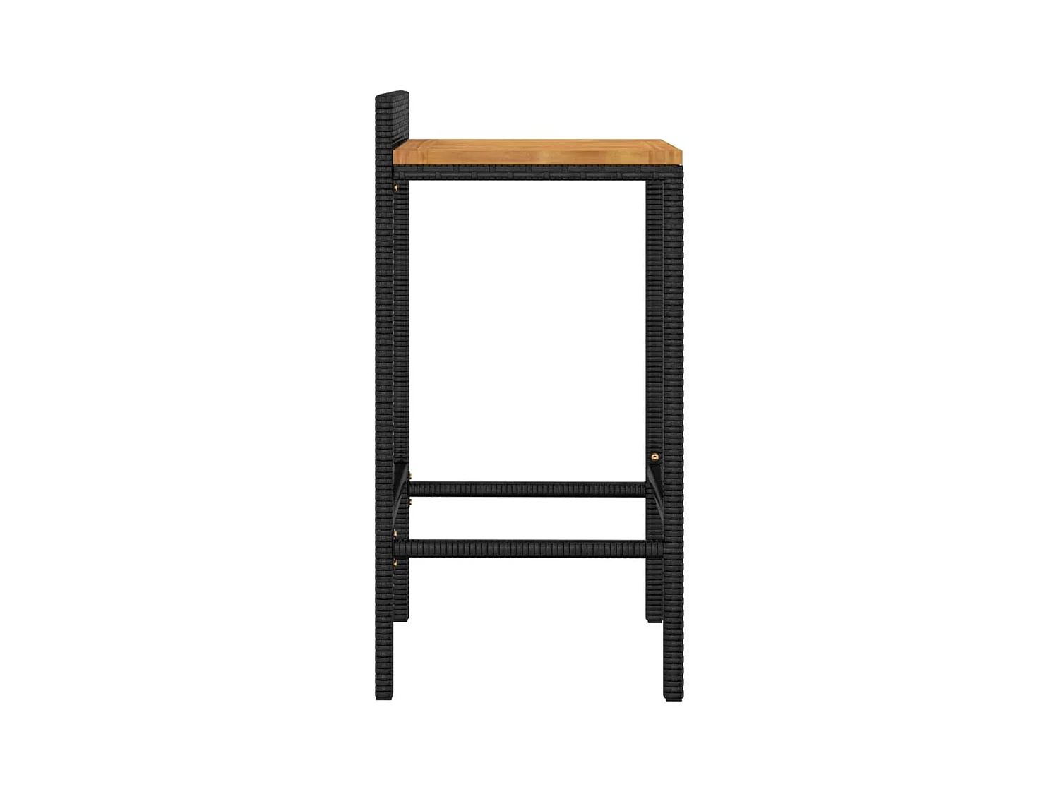 Tabourets de bar 2 pcs noir résine tressée et bois d'acacia