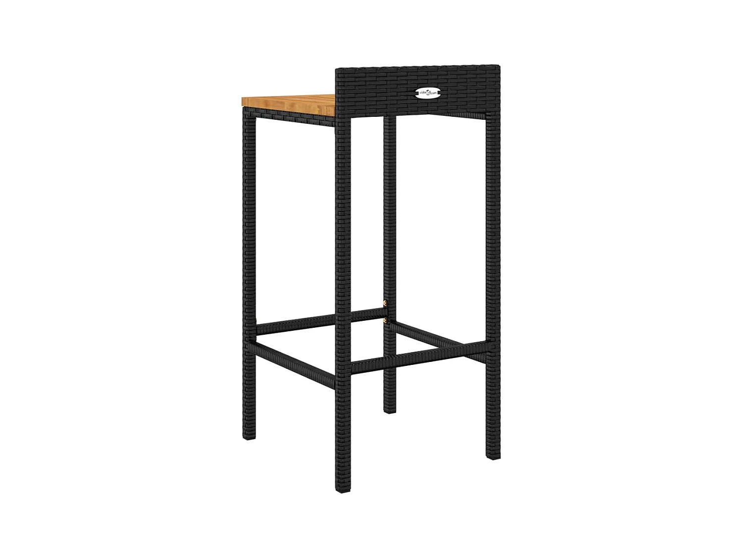 Tabourets de bar 2 pcs noir résine tressée et bois d'acacia