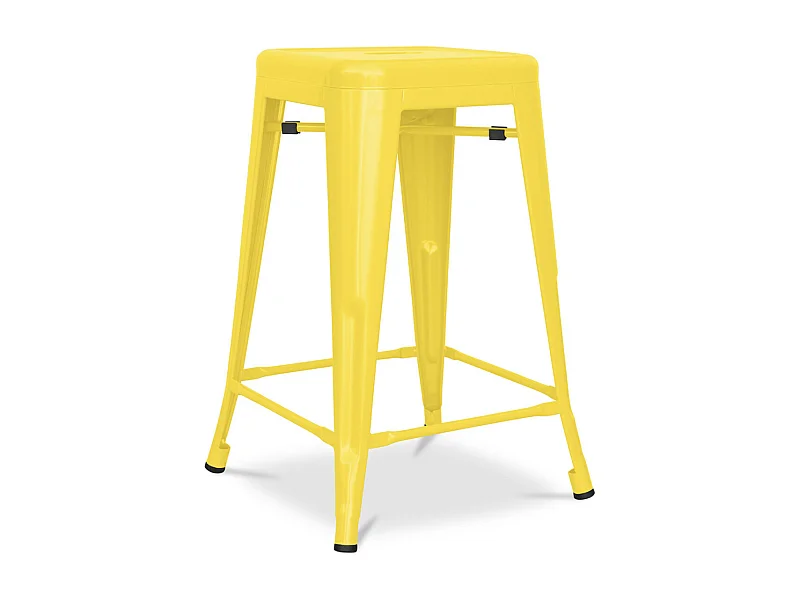 Tabouret industriel acier mat renforcé Kalax 60cm --Couleur Jaune