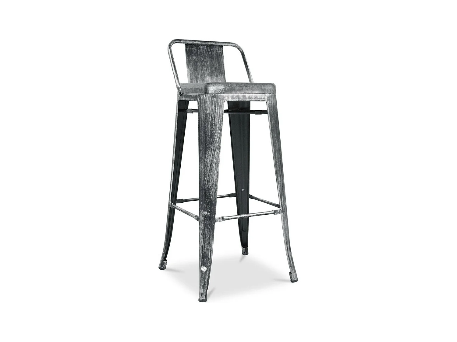 Industriële kruk met vintage stalen rugleuning Kibar 76 cm - High-end-Kleur Verouderd staal