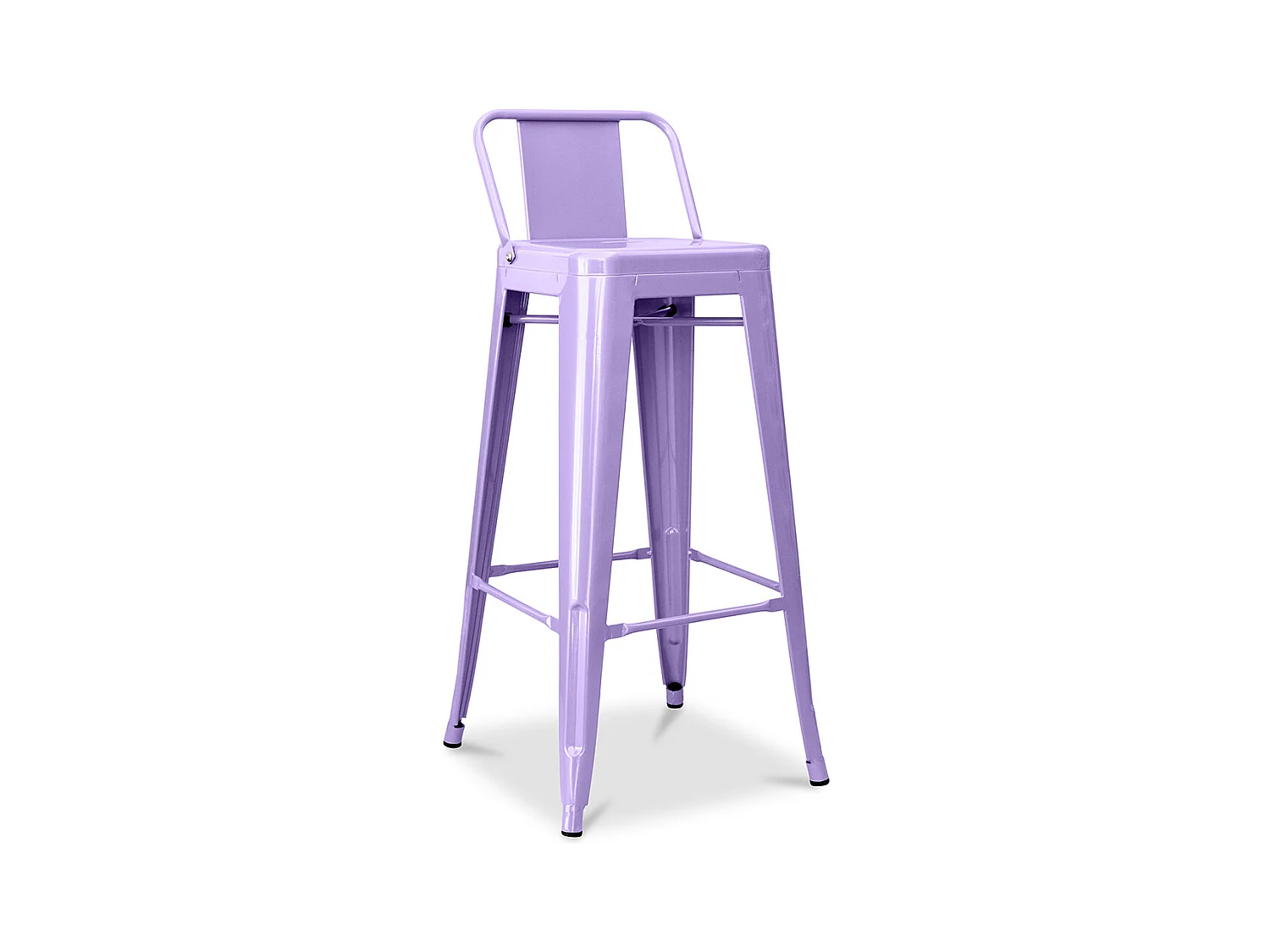 Tabouret haut industriel avec dossier acier brillant Kalax 76cm --Couleur Parme