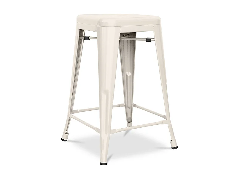 Tabouret industriel acier mat renforcé Kalax 60cm --Couleur Crème