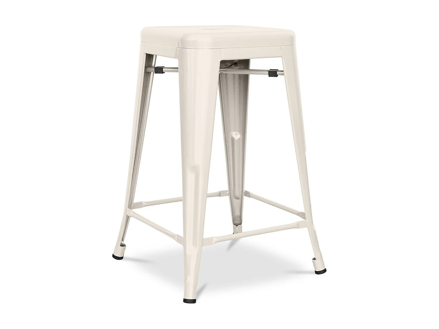 Tabouret industriel acier mat renforcé Kalax 60cm --Couleur Crème
