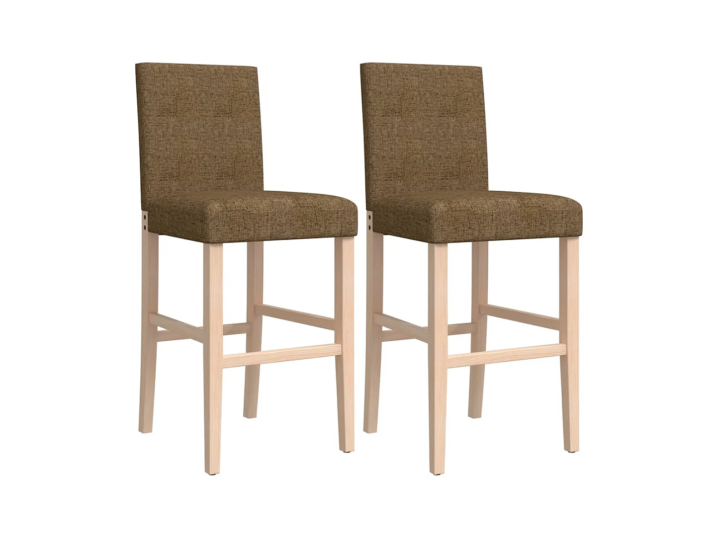 vidaXL Taburetes altos 2 uds madera maciza de caucho y tela Gris Topo