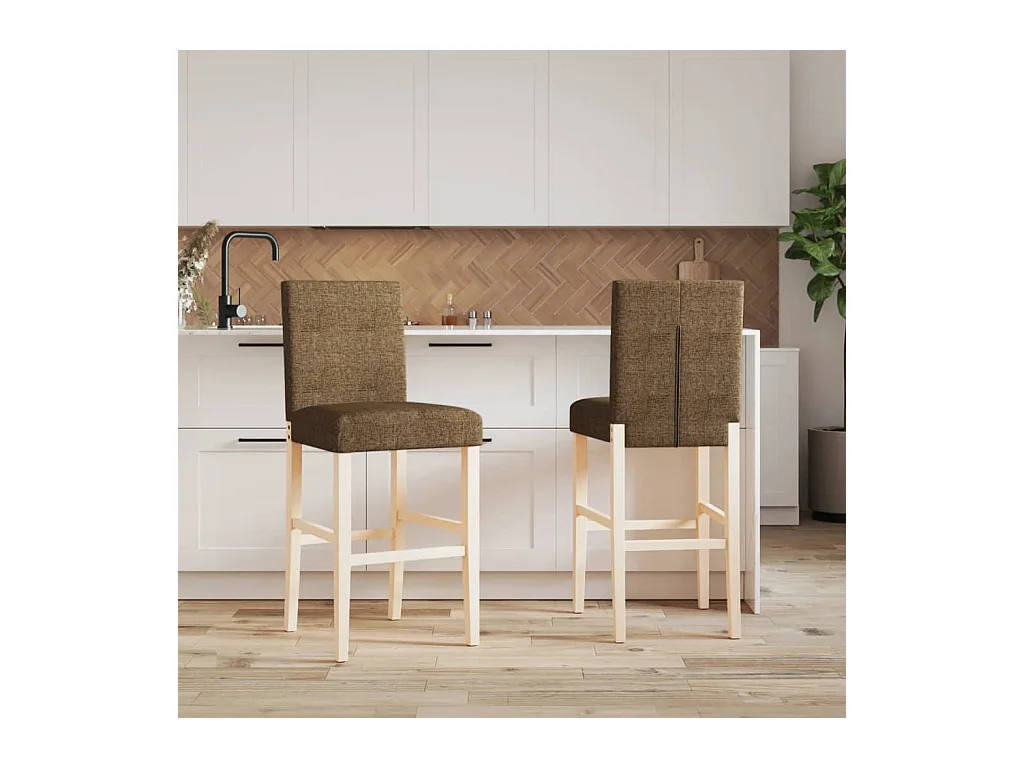 Chaises de bar lot de 2 bois massif d'hévéa et tissu
