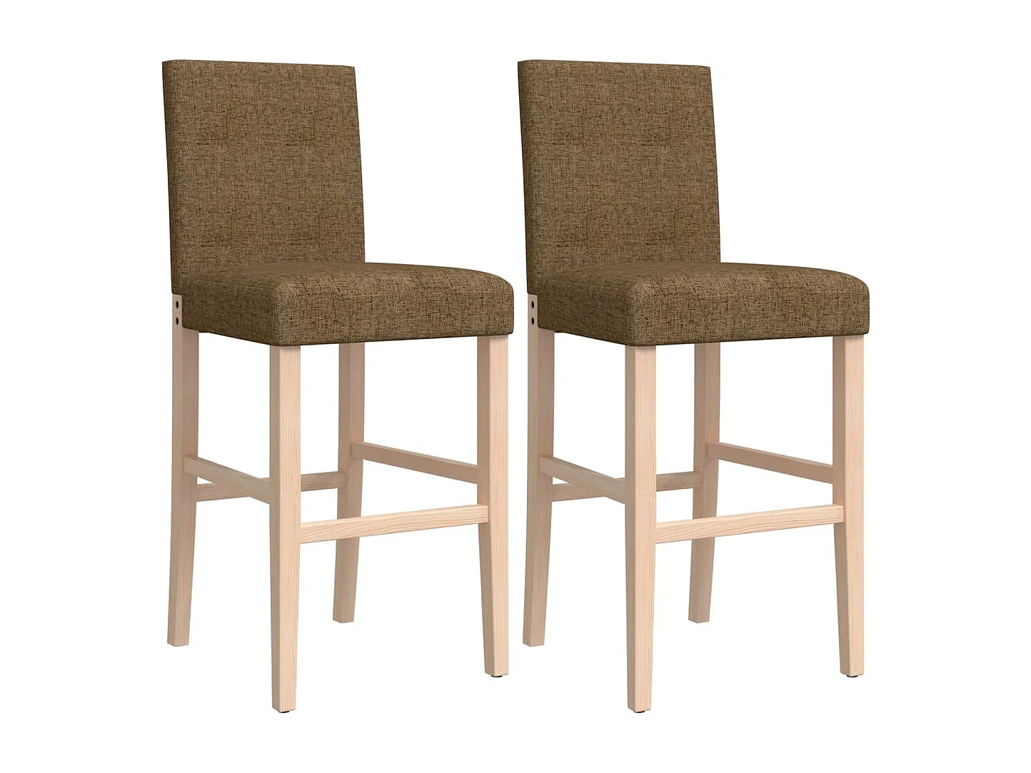 vidaXL Taburetes altos 2 uds madera maciza de caucho y tela Gris Topo