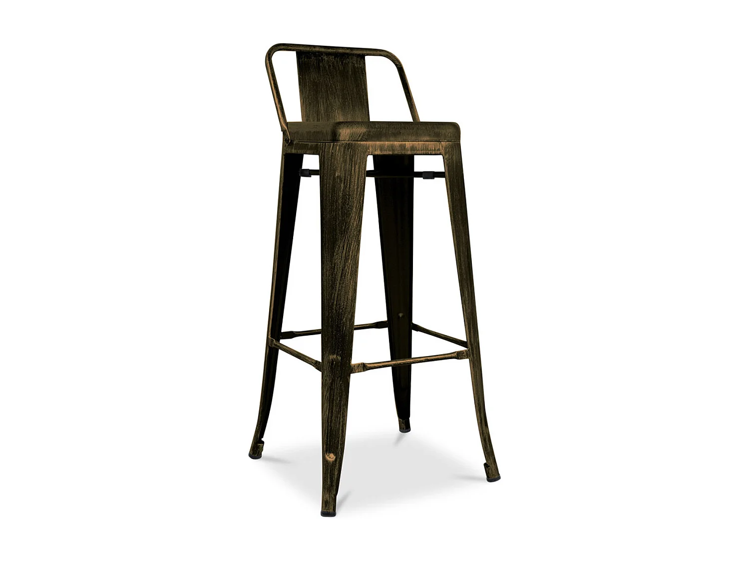 Tabouret industriel avec dossier acier vintage Kibar 76cm --Couleur Bronze