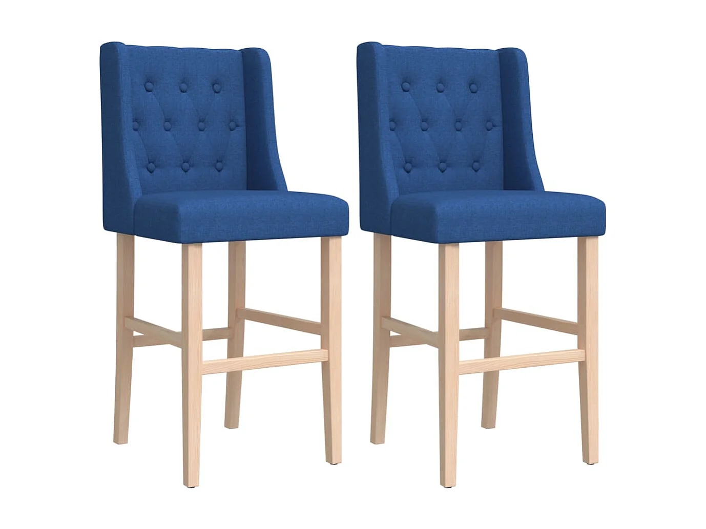 Chaises de bar lot de 2 bois massif d'hévéa et tissu