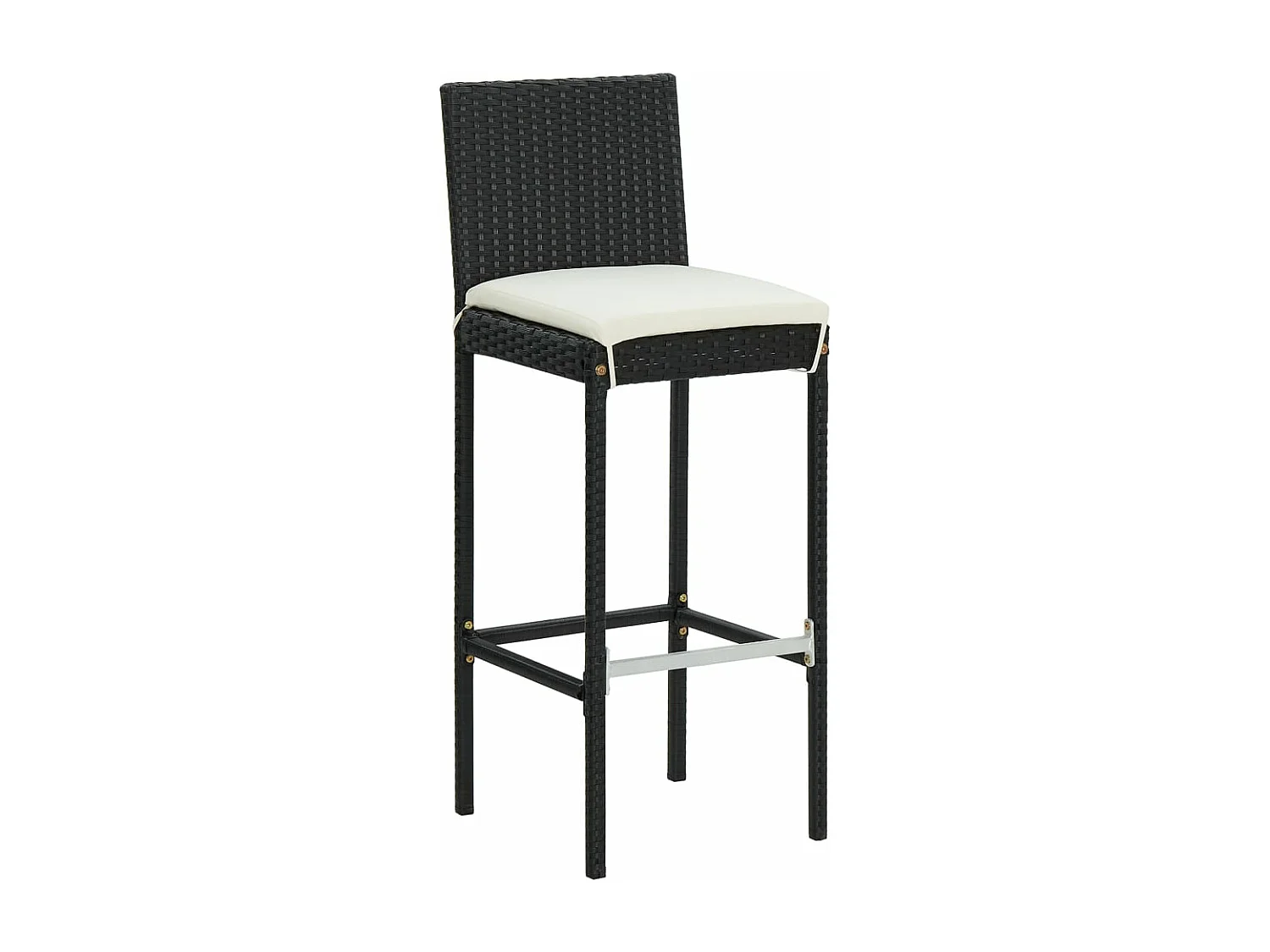 Tabourets de bar avec coussins 6 pcs noir résine tressée