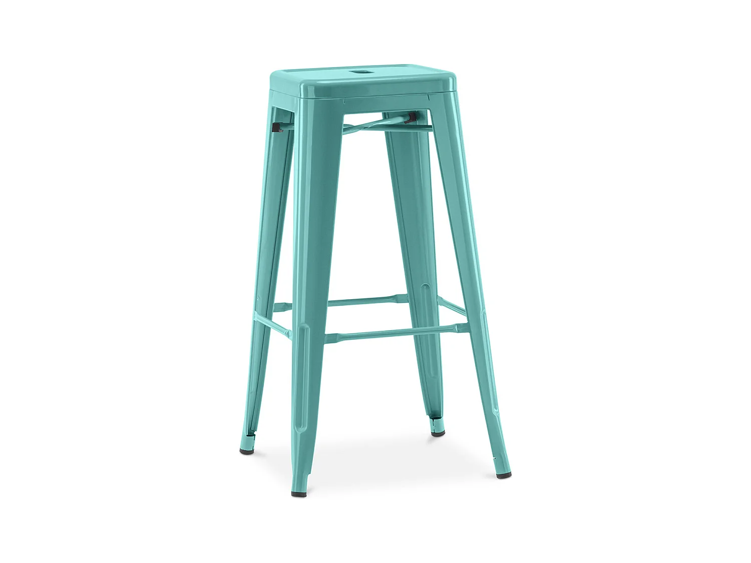 Tabouret haut industriel acier brillant renforcé Kalax 76cm --Couleur Bleu canard