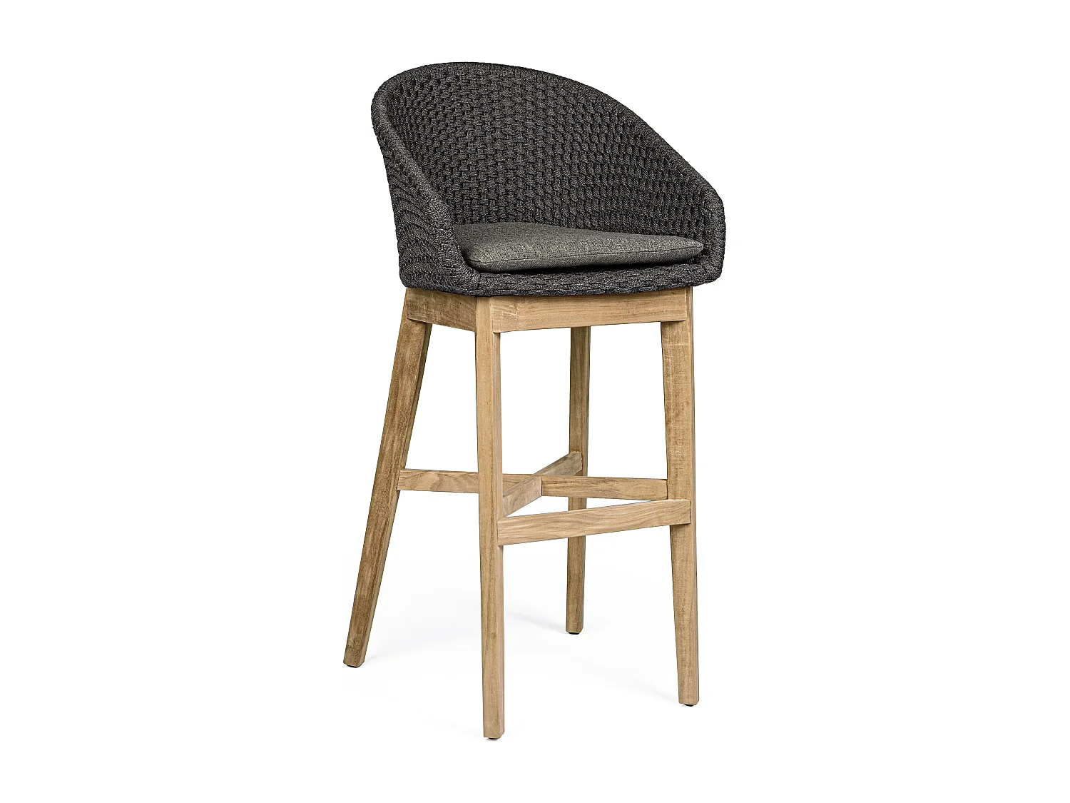 Tabouret de bar de jardin aluminium noir Séla - Lot de 2