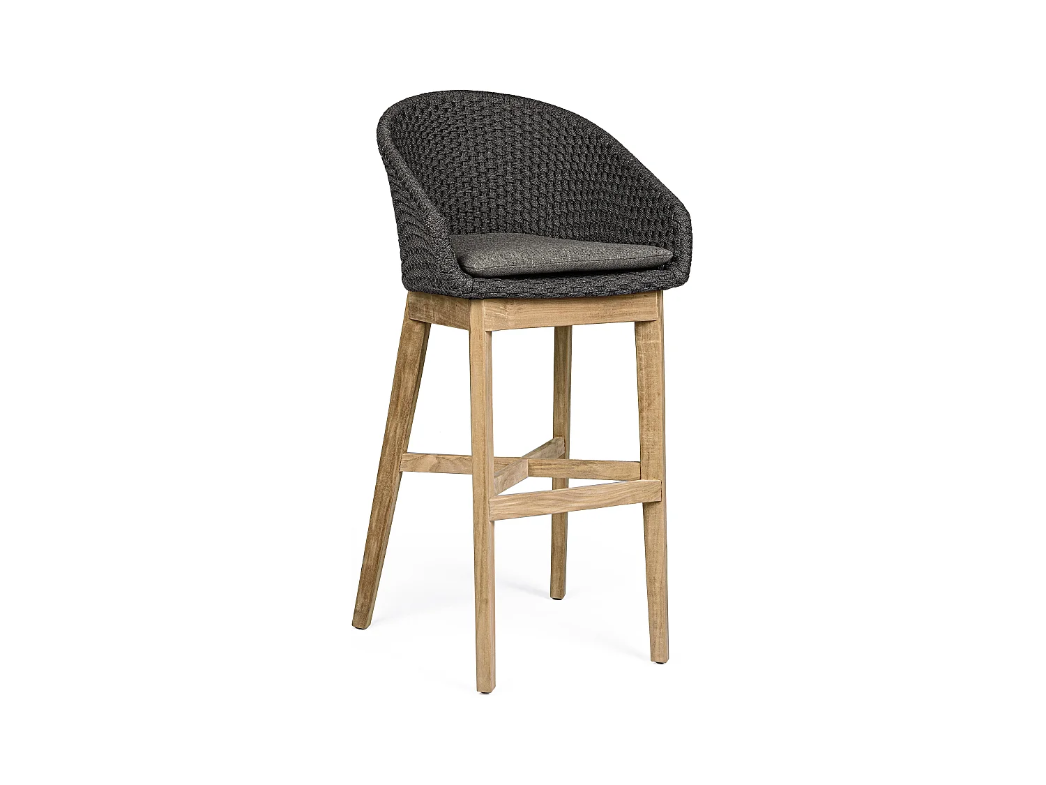 Tabouret de bar de jardin aluminium noir Séla - Lot de 2
