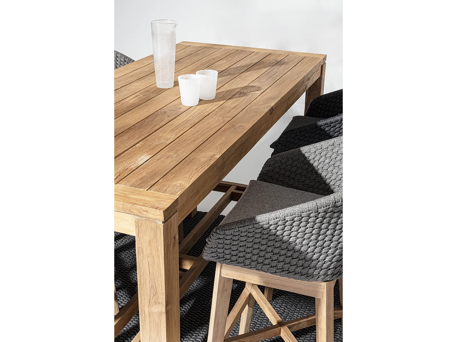 Tabouret de bar de jardin aluminium noir Séla - Lot de 2