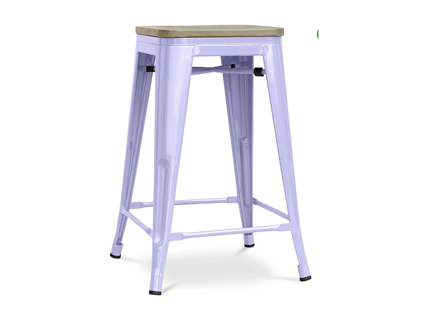 Industriële kruk in glanzend staal en natuurlijk massief houten zitting Reko 60 cm-Kleur Parma