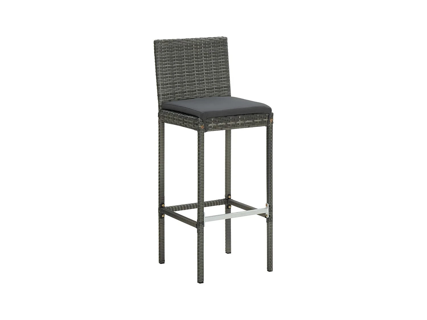 Tabourets de bar avec coussins 6 pcs gris résine tressée