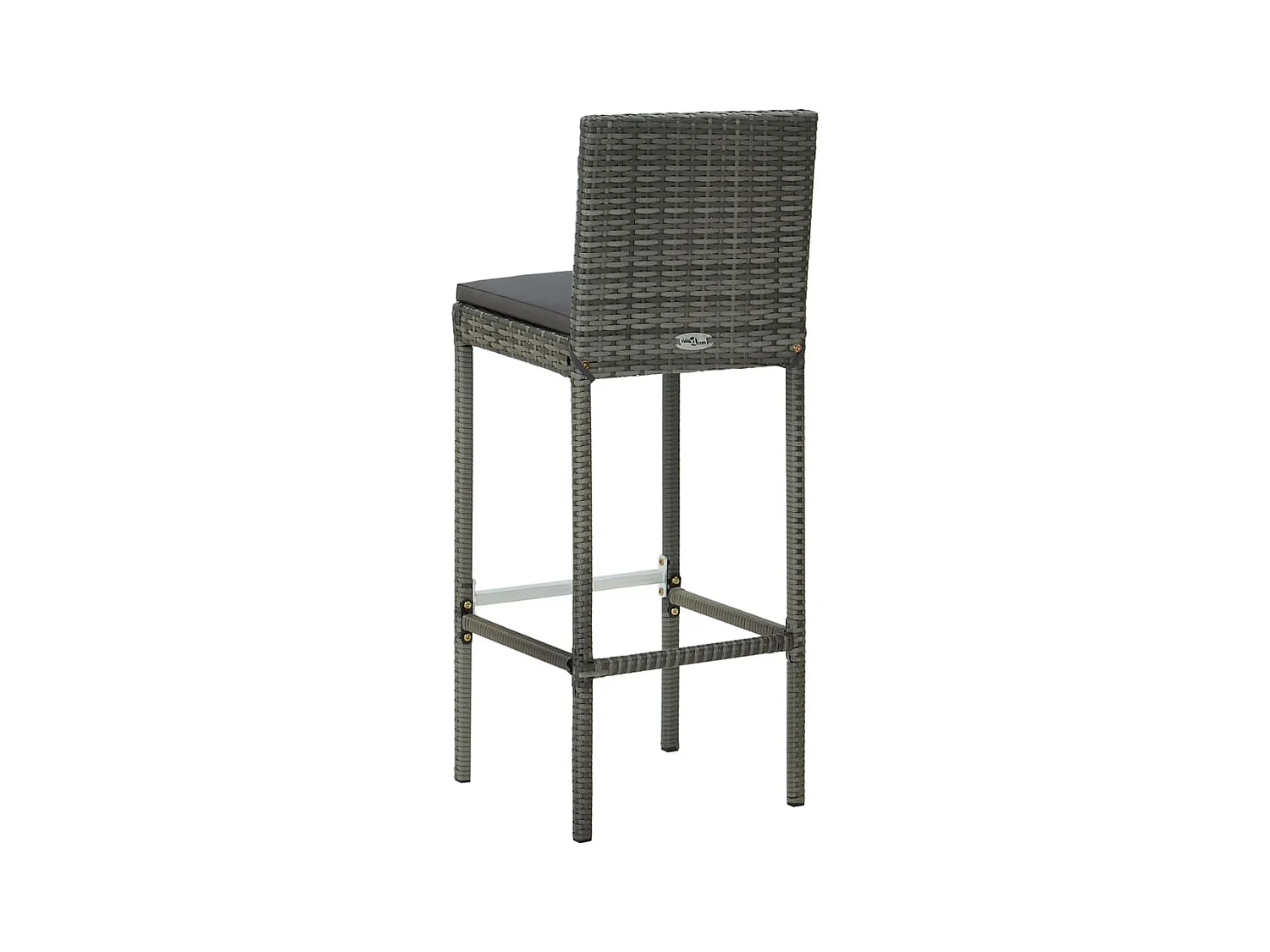 Tabourets de bar avec coussins 6 pcs gris résine tressée