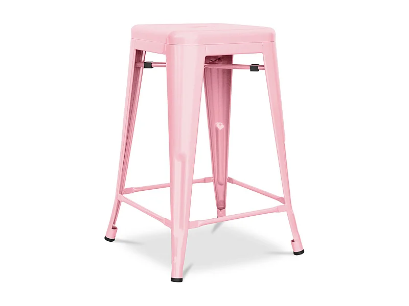 Tabouret industriel acier mat renforcé Kalax 60cm --Couleur Rose