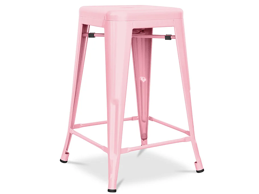 Tabouret industriel acier mat renforcé Kalax 60cm --Couleur Rose