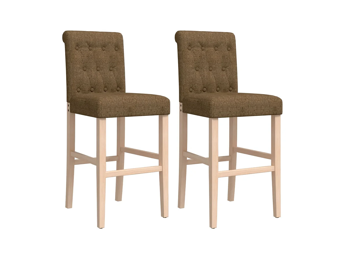 Chaises de bar lot de 2 bois massif d'hévéa et tissu
