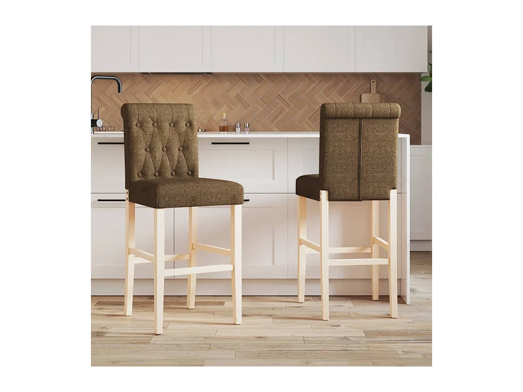 Chaises de bar lot de 2 bois massif d'hévéa et tissu